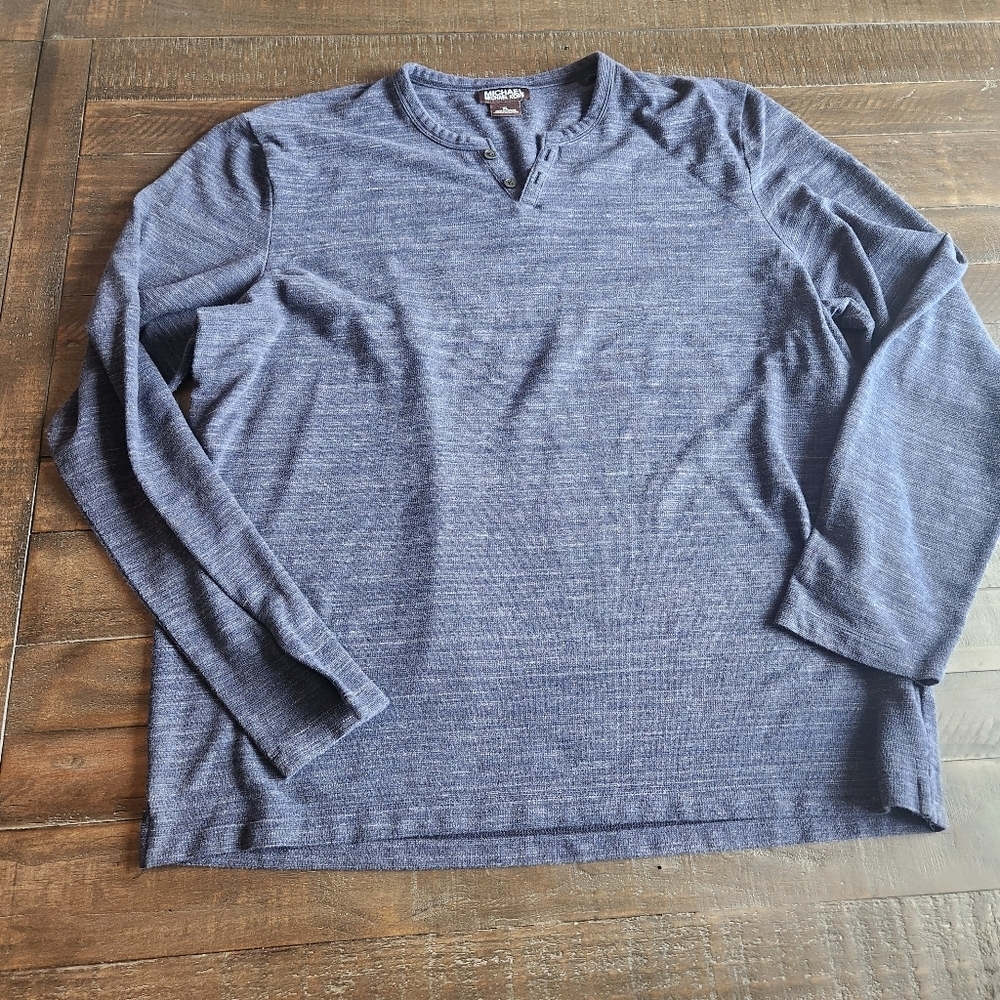 Michael Kors Men's Blue Henley Long Sleeve Size XL